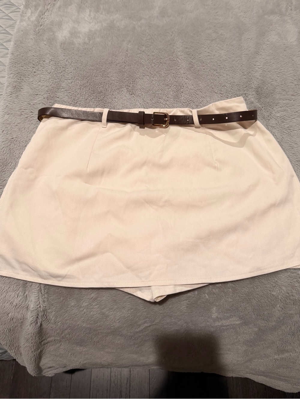 SHEIN Cream Skort with Brown Belt
